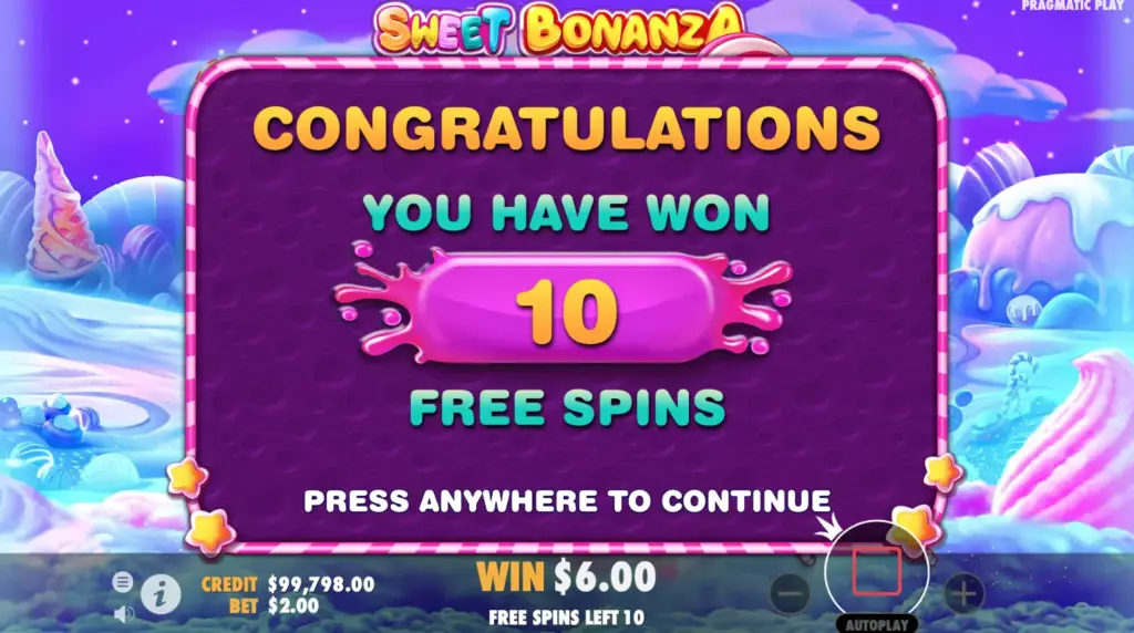 Бонусная игра в автомате Sweet Bonanza